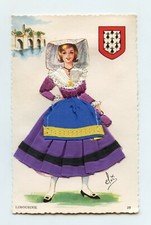 Carte postale brodée avec ajoutis tissus. LIMOUSIN . Limousine