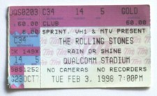 Billet concert ticket stub THE ROLLING STONES USA 03/02/1998 San Diego CA