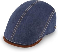 Fiebig® Casquette Plate En Lin Avec Protection UV En Jean Bleu Neuf Tendance