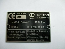 Plaque D'Identification Honda
