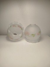 Globe luminaire en verre à décor fleurie, lampe de chevet, suspension