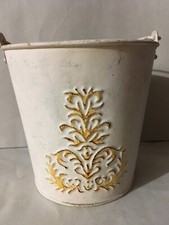 CACHE POT ECRU METAL SHABBY CHIC AVEC ANSE