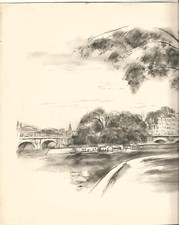 Dessin Le Quartier Latin par Berthold Mahn (Paris  1934) .Idéal à encadrer.N° 6.