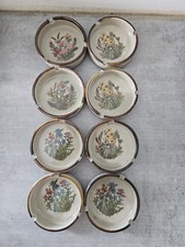 Lot de 8 cendriers vintage en céramique – décor floral – collection ou déco...
