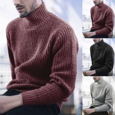 Pull À Col Roulé À Manches Longues En Tricot Rayé Pour Hommes Pull D'hiver /