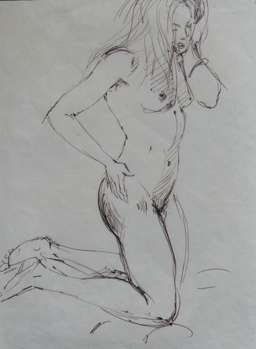 Dessin encre féminin jeune - dessin,