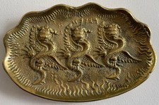 Coupelle ancienne en bronze avec trois dragons orientaux vide-poche décoratif