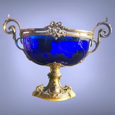 Centre De Table en Verre  Bleu