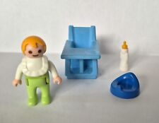 CHAISE HAUTE BLEUE BEBE AVEC BEBE VERT POT ET BIBERON PLAYMOBIL...