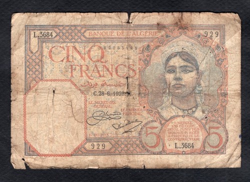 Algerie francs 1929 - algerie,