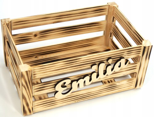 Caisse bois brûlé avec