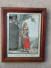 Ancienne gouache costume italien MONT VESUVE ? napolitain 18/19e siècle ?