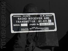 plate plaque plaquette radio BC611 C ALU jeep willys scr 536 gi us ww2 