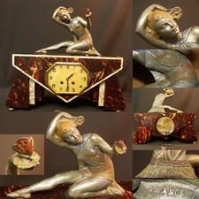 AA Splendide Grande et belle pendule à poser 1930 Art déco clock 41cm4.7kg statu