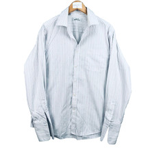 Next chemise homme XL 17" x 43 cm rayée blanc coton boutonnée col style Preppy