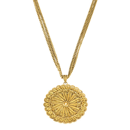 Collier jaune à maille - collier, or