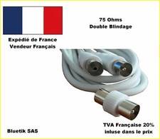 10m Cable Coaxial Coax Tv Télévision Mâle Femelle+adaptateur MM Rallonge Antenne