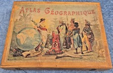 Jouet ancien Jeu de cube ATLAS GEOGRAPHIQUE PUZZLE 48 CUBES MAPPEMONDE 1900