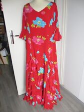ROBE FLAMENCO/SEVILLANE ROUGE FLEURIE ROSE&BLEU TAILLE 44 COMME NEUVE