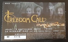 ticket billet stub used place concert FREEDOM CALL 2002 Lyon FRANCE + MANIGANCE