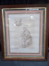 REPRODUCTION ancienne, encadrée, d'un dessin de RAPHAËL. musée du Louvre