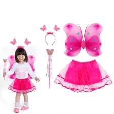  Ensemble D'ailes D'ange Double Couche Deguisement Fée Robe Des Filles