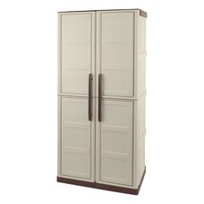 Armoire de rangement 2 portes 3 Etagères 70x39x165cm Beige ARTPLAST