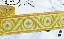 ANCIEN GALON RUBAN FANTAISIE VINTAGE EN FIL MÉTALLIQUE DORÉ ARGENT 1M98  et 1m70