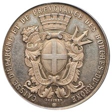 Médaille argent " Caisse d'Epargne & Prévoyance - Bouche du Rhone 1905 " BESCHER