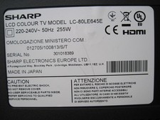 TV SHARP LCD COLOUR TV MODEL LC-80LE645E ;T-CON RUNTK CPWBX4910TP