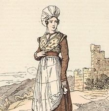 Ancienne gravure aquarellée