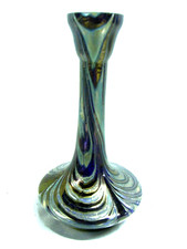 🇫🇷 ANCIEN VASE EN VERRE SOUFFLE MULTICOUCHES IRISE BLEU VINTAGE STYLE LOETZ