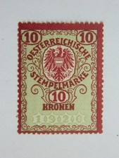 Vignette timbre fiscal Autriche 1920 Stempelmarke Österreich 10 Kronen