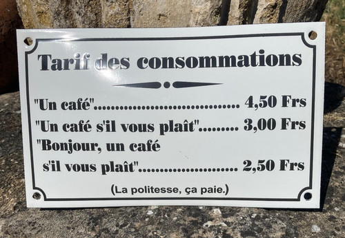 Tarif des consommations - ,