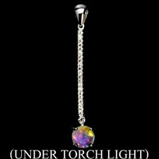 Beau Original Pendentif en argent massif 925,vrais Opale de Feu Ethiopie, Zircon