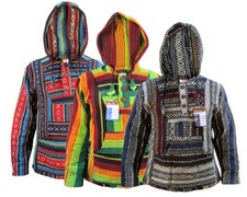 Hippie Boho Rétro Gheri Emo Multi Couleur Baja Sweat À Capuche Pull Népalais