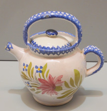 -JOLIE PETITE GARGOULETTE CRUCHE TERRE CUITE émaillée FLEURS AUVERGNE déco   D