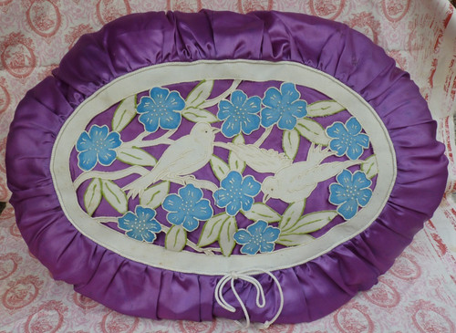 Coussin satin violet - coussin,