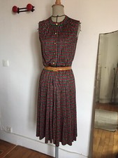 Robe jersey seventie's, imprimé vintage tulipes, T 38