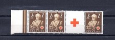 bande 3 timbres avec vignette Croatie 1941 2+2 kn costume folklorique Travnik