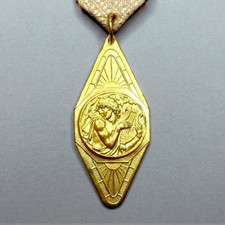 Man and Lyre. Contest Music. Antique Large Medal. French Art Deco Pendant.