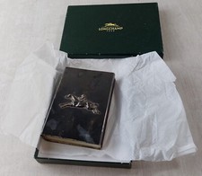 Ancien rare porte / range / étui à allumettes, métal argenté, Longchamp + boîte