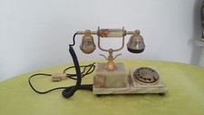 ANCIEN TELEPHONE EN ONYX A CADRAN VINTAGE MARBRE DECORATION ECOUTEUR DESIGN 1970