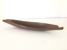 Plateau apéritif vintage en bois sculpté pirogue bois déco 47 cm