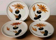 4 Assiettes Poterie Du Marais Ø 20,5 Cm Décor Floral