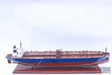 Maquette de bateau en bois perle dorée 102 cm (40") - décor nautique artisanal