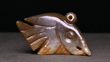 6CM Old Chinese Dynasty natural Hetian Jade Carve Fish Animal Amulet Pendant