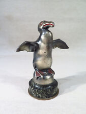 ANCIENNE MASCOTTE BOUCHON DE RADIATEUR PINGOUIN EN BRONZE ARGENTE SCULPTURE 1930