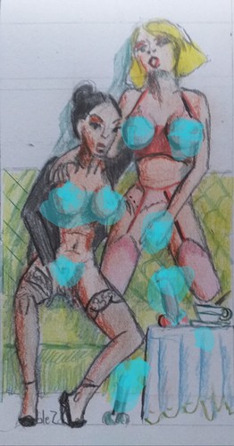Dessin érotique aux - , crayons