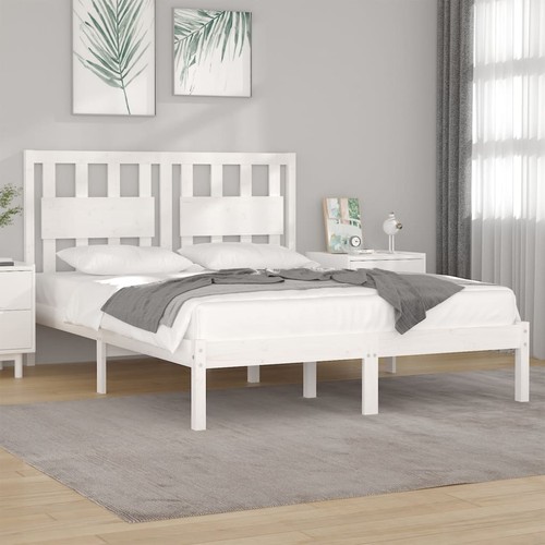 Cadre lit blanc bois pin - cadre,